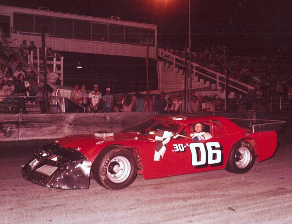  - Shorty Stuart with a 1984 checkered flag _Fenton Collection_